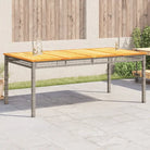 Poly Rattan tuintafel eenvoudig schoon voor gezellige tuin en terras momenten - Grijs en bruin / 180 x 90 x 75 cm / 1