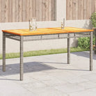 Poly Rattan tuintafel eenvoudig schoon voor gezellige tuin en terras momenten - Grijs en bruin / 140 x 80 x 75 cm / 1