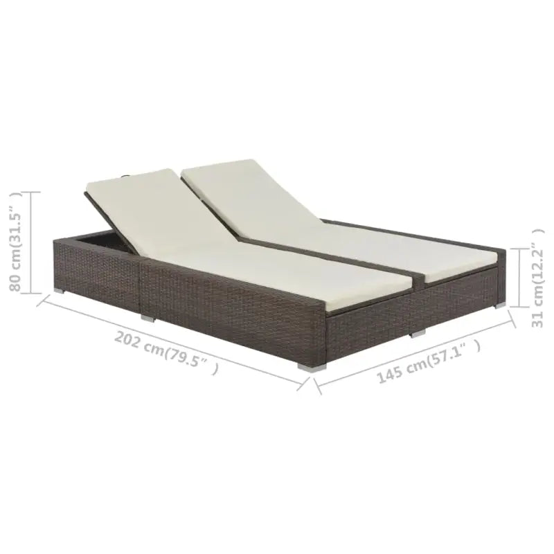 Poly rattan zonnebed met waterbestendig ontwerp en gepoedercoat staal - Tuinbedden