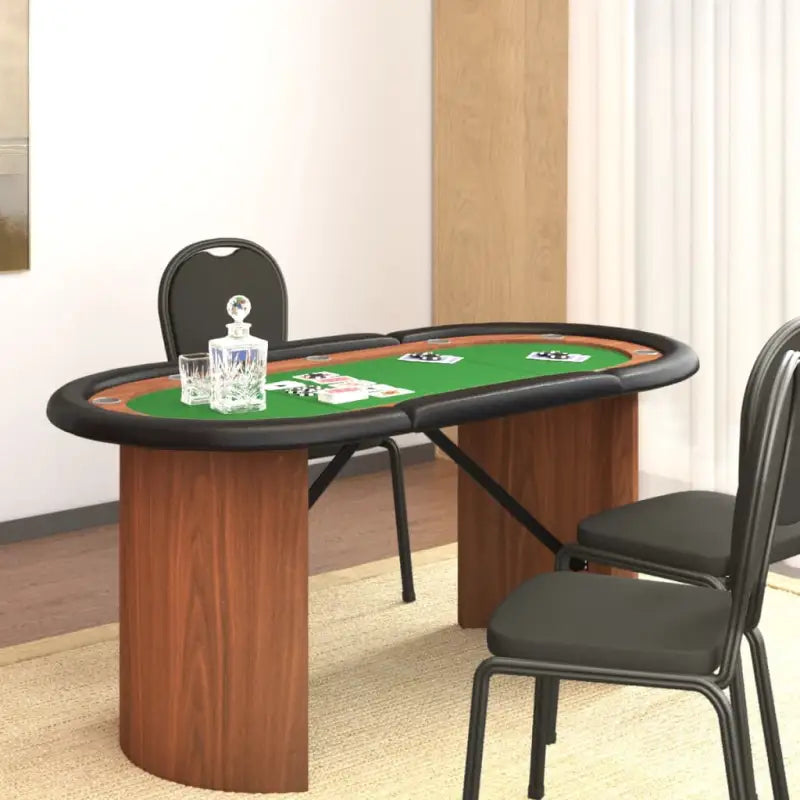 Professionele pokertafel van bewerkt hout met vilten speelblad - Groen / 1 - Poker- & spellentafels