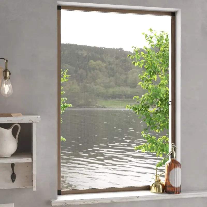 Raamhorren met stevig aluminium frame voor insecten buitenhouden - Bruin / 90 x 120 cm - Raamhorren