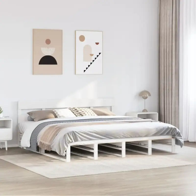 Robuust massief grenenhout bedframe voor een moderne slaapkamer - Wit / 180 x 200 cm - Bedden & bedframes