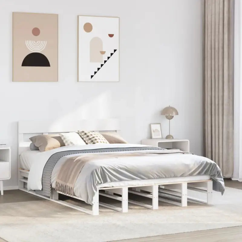 Robuust massief grenenhout bedframe voor een moderne slaapkamer - Wit / 120 x 200 cm - Bedden & bedframes