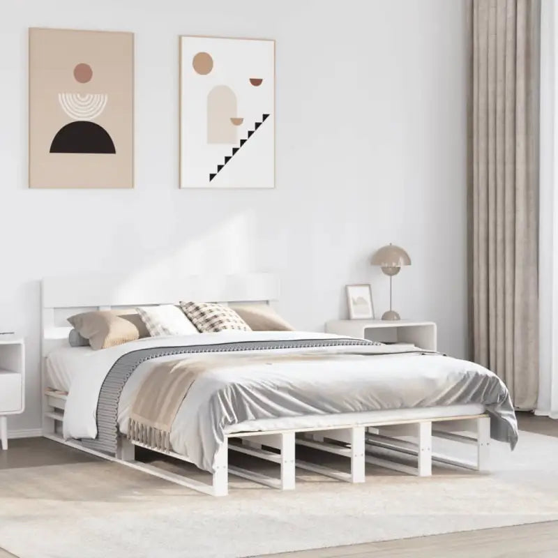 Robuust massief grenenhout bedframe voor een moderne slaapkamer - Wit / 140 x 190 cm - Bedden & bedframes