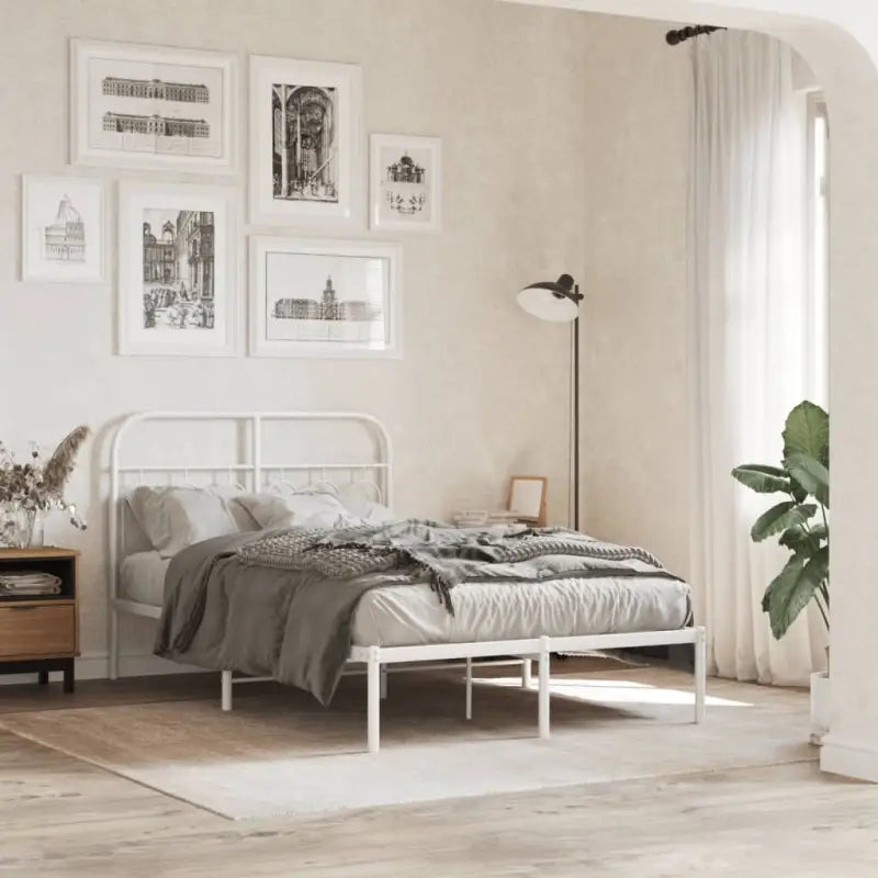 Robuust metalen latten bedframe met elegant design en extra opbergruimte - Wit / 120 x 190 cm / met hoofdbord - Bedden