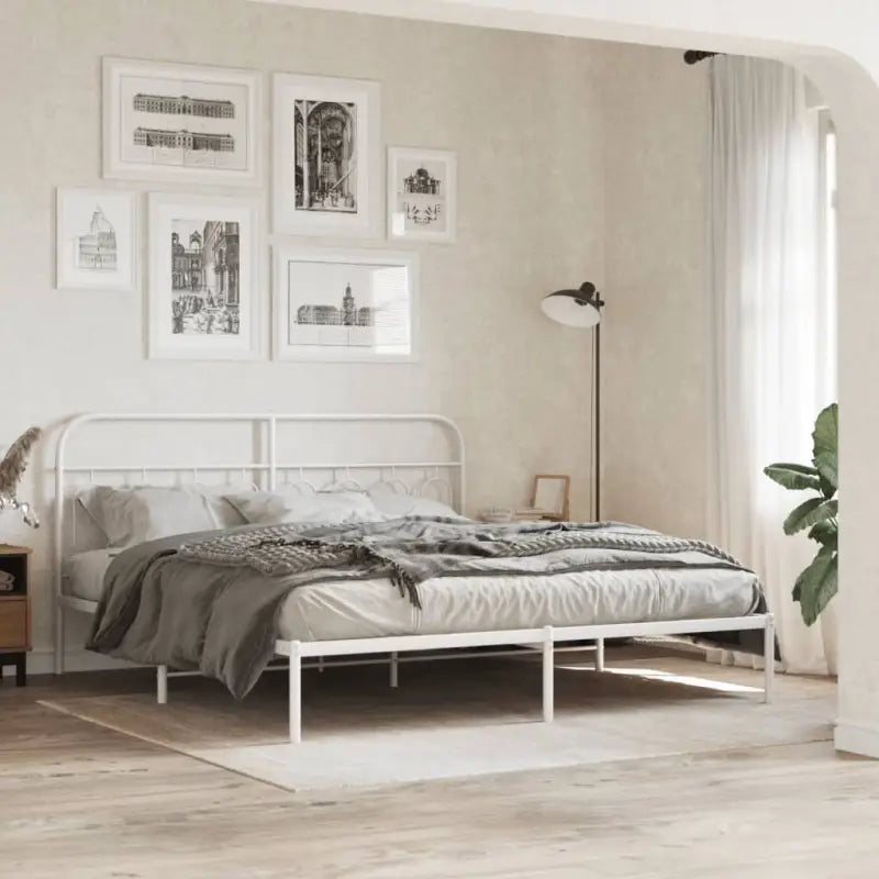 Robuust metalen latten bedframe met elegant design en extra opbergruimte - Wit / 160 x 200 cm / met hoofdbord - Bedden