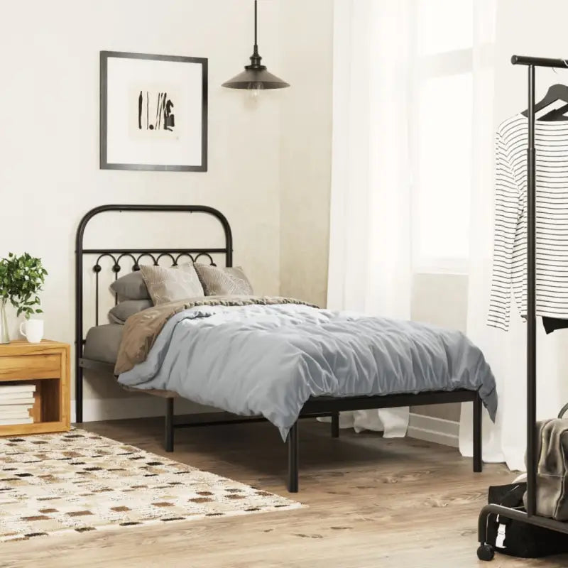 Robuust metalen latten bedframe met extra opbergruimte - Zwart / 80 x 200 cm / met hoofdbord - Bedden & bedframes