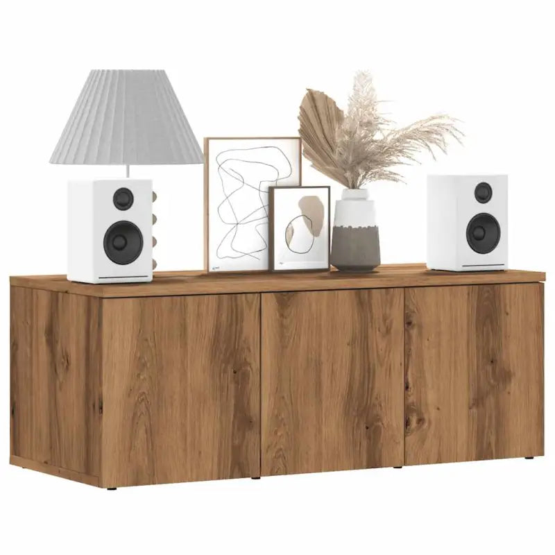 Robuust tv-meubel in klassieke stijl van bewerkt hout - artisanaal eikenkleurig / 1 - Tv-meubels