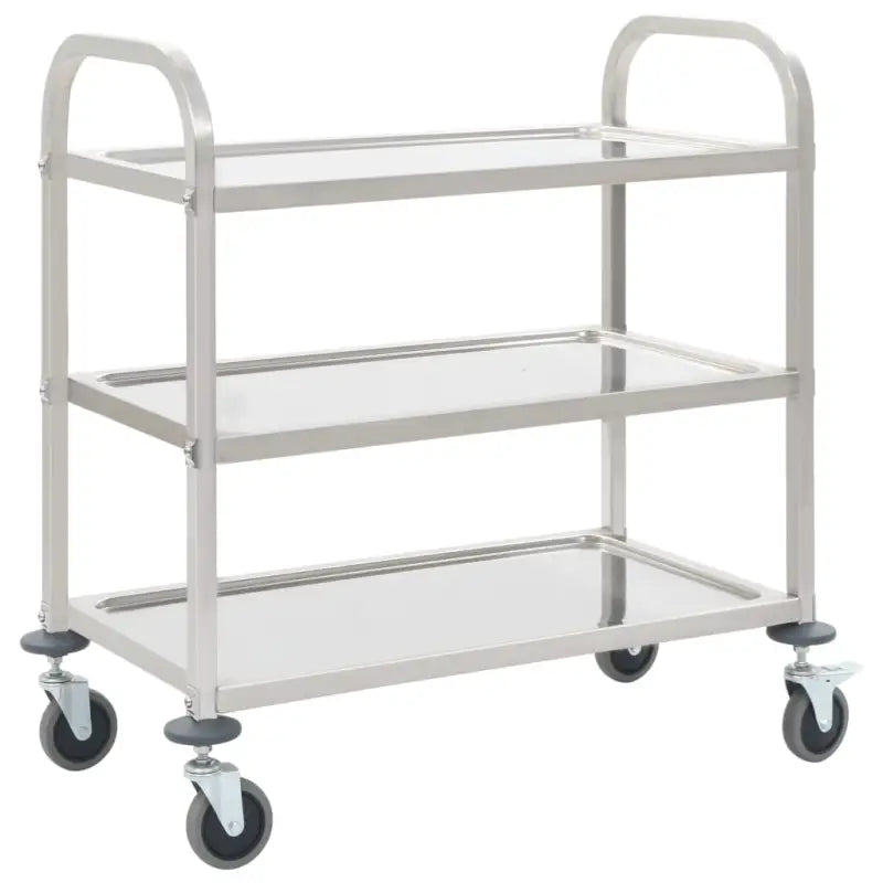 Roestvrijstalen keuken trolley voor serveren en transport op feestjes - 96.5 x 55 x 90 cm (3 lagen) - Keukentrolleys