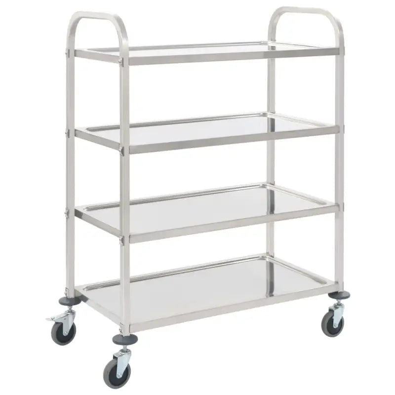 Roestvrijstalen keuken trolley voor serveren en transport op feestjes - 107 x 55 x 125 cm (4 laags) - Keukentrolleys