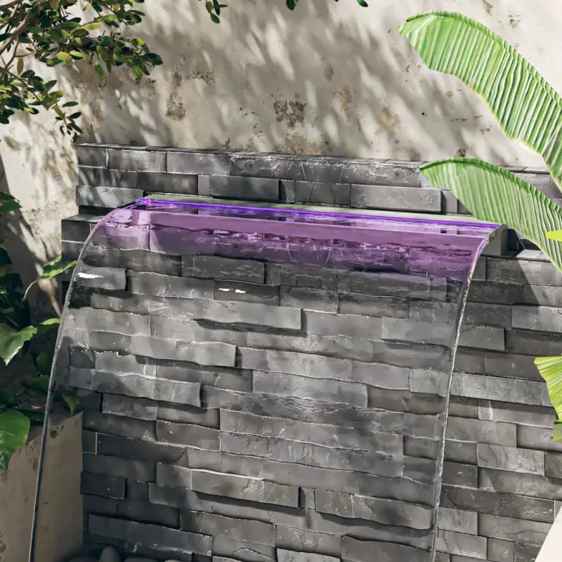 Roestvrijstalen Watervaloverlaat met kleurrijke LED-verlichting voor vijvers - 108 x 21 x 8 cm - Fonteinen