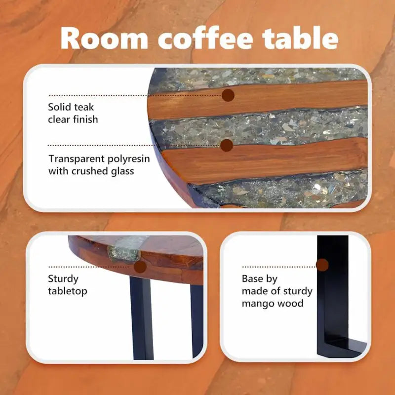 Rustieke salontafel van massief teakhout en mangohout - 60 x 40 cm / 1 - Salontafels