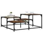 Salontafel met bewerkt hout metalen frame en verstelbare poten - Gerookt eiken / 87.5 x 87.5 x 40 cm / 1 - Salontafels