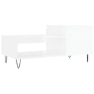 Salontafel met bewerkt hout metalen poten en hoogglans wit afwerking - Salontafels