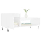 Salontafel met bewerkt hout metalen poten en hoogglans wit afwerking - Salontafels