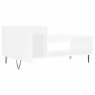 Salontafel met bewerkt hout metalen poten en hoogglans wit afwerking - Salontafels