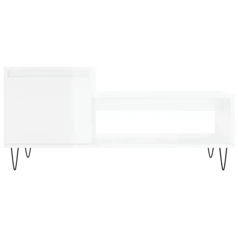 Salontafel met bewerkt hout metalen poten en hoogglans wit afwerking - Salontafels