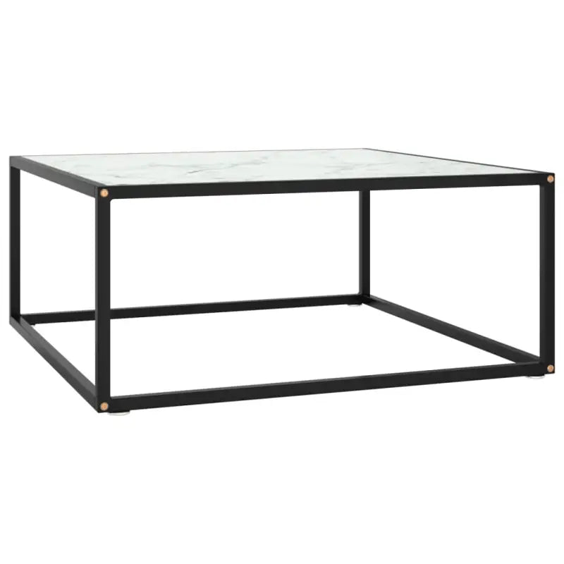 Salontafel met gehard glas en gepoedercoat staal voor moderne woonkamers - Wit / 80 x 80 x 35 cm / 1 - Salontafels