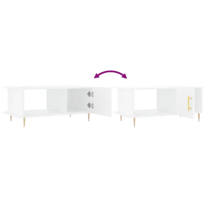 Salontafel met hoogglans wit afwerking en ijzeren poten van bewerkt hout - Salontafels