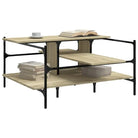 Salontafel met ijzeren poten en bewerkt hout voor stijlvolle woonkamer - Salontafels