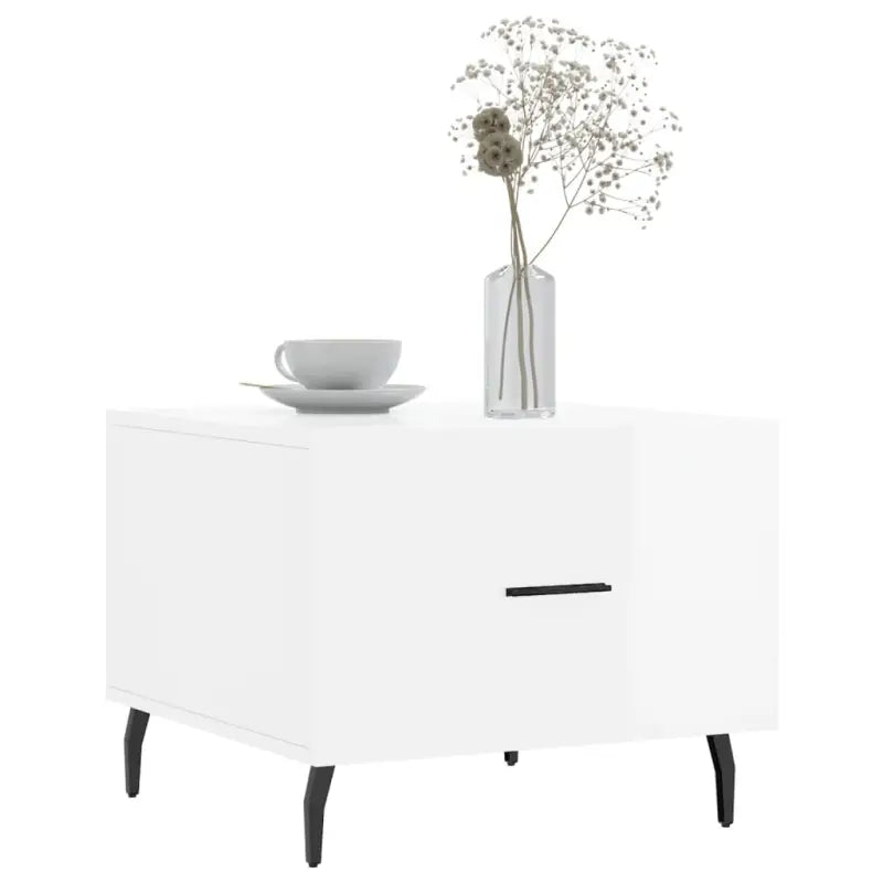 Salontafel met ijzeren poten en hoogglans wit bewerkt hout - Salontafels