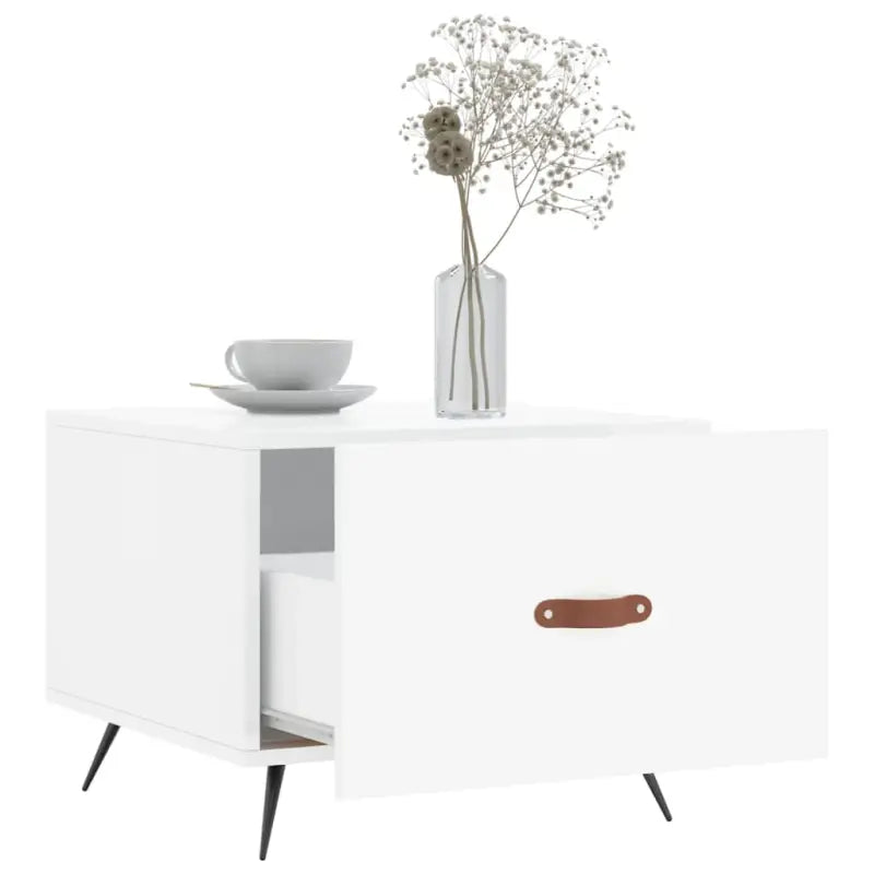 Salontafel met ijzeren poten en hoogglans wit bewerkt hout - Salontafels