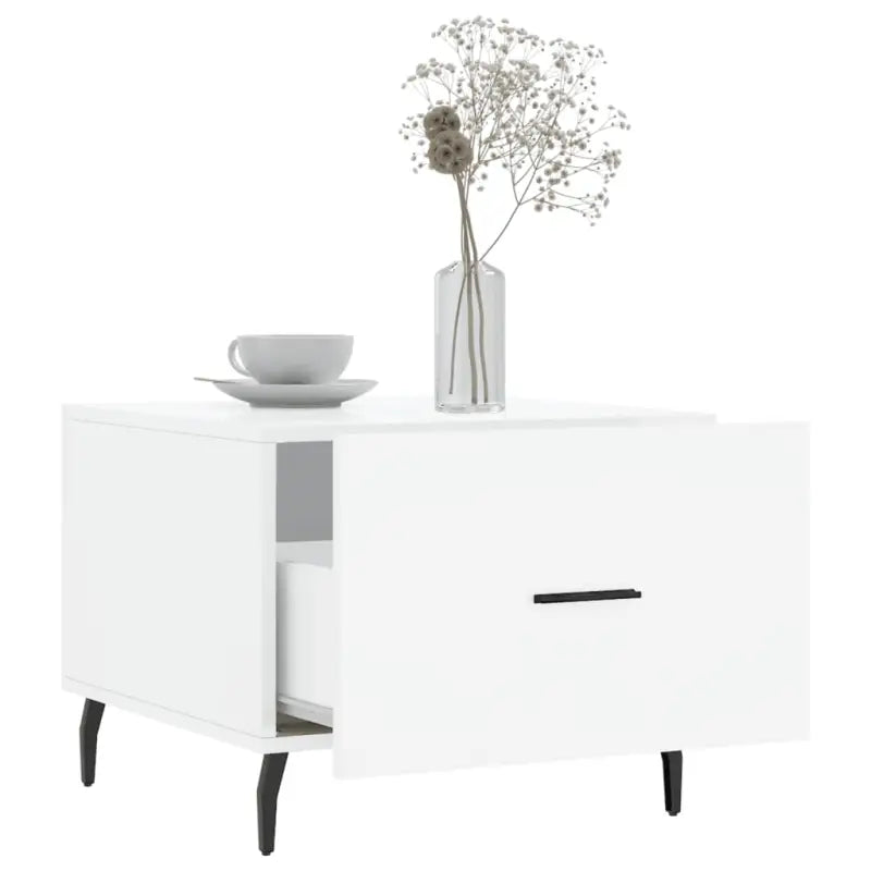 Salontafel met ijzeren poten en hoogglans wit bewerkt hout - Salontafels