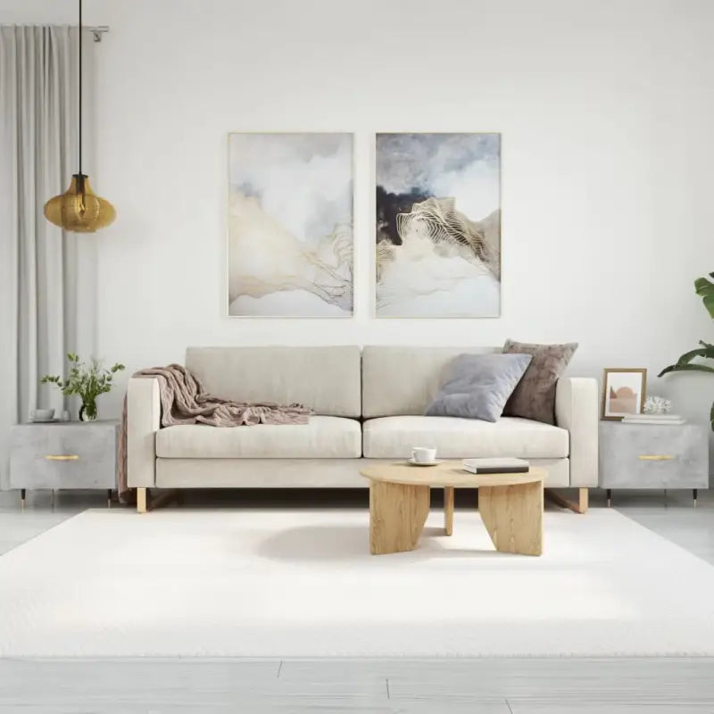 Salontafel met ijzeren poten van bewerkt hout voor elegantie - Betongrijs / 2 - Salontafels