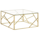 Salontafel met massief acaciahout en roestvrij staal elegant design - Goud / 1 / Glas - Salontafels