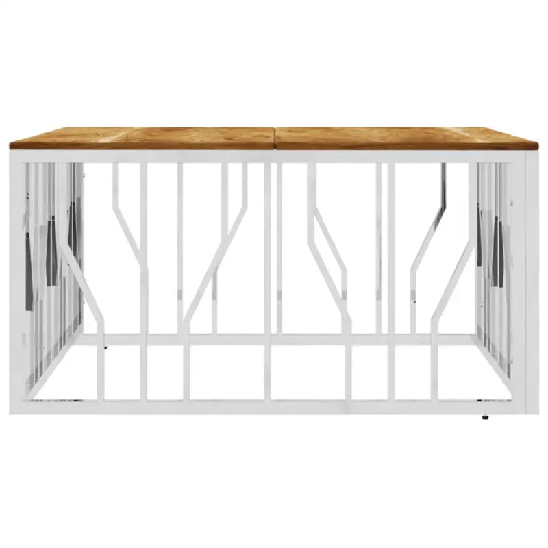 Salontafel met massief acaciahout en roestvrijstalen frame - Salontafels