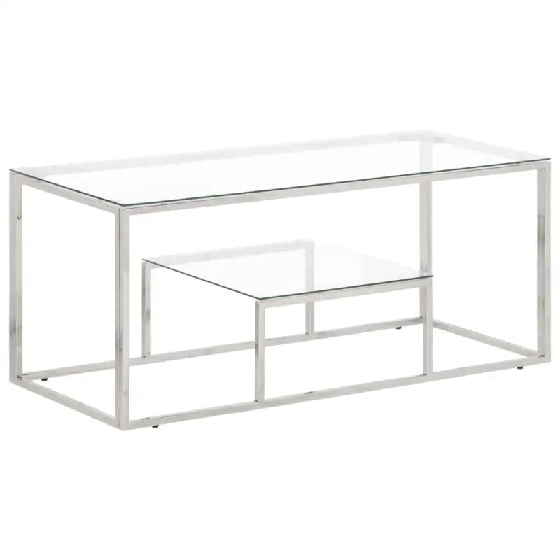 Salontafel met massief bielshout en roestvrij staal voor elegantie - Zilver / 1 / Glas - Salontafels