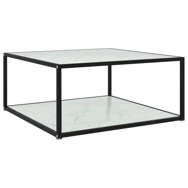 Salontafel met twee lagen van gehard glas en gepoedercoat staal - Wit / 80 x 80 x 35 cm / 1 - Salontafels