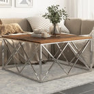 Salontafel van gerecycled hout en roestvrij staal voor in je woonkamer - Zilver / 1 / Hout - Salontafels
