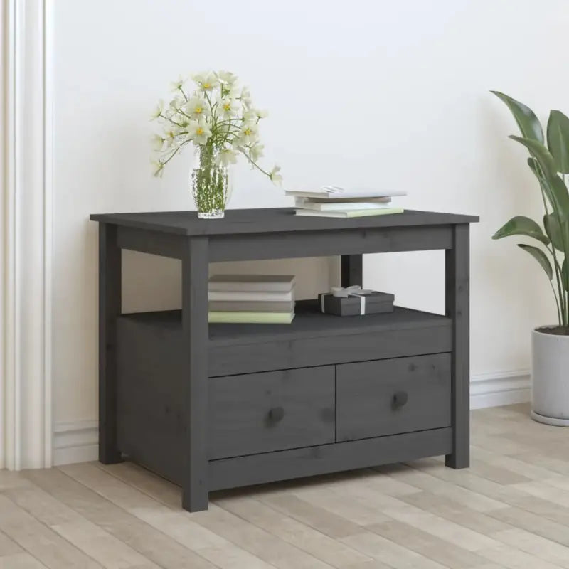 Salontafel van massief grenenhout voor extra opbergruimte - Grijs / 1 - Salontafels