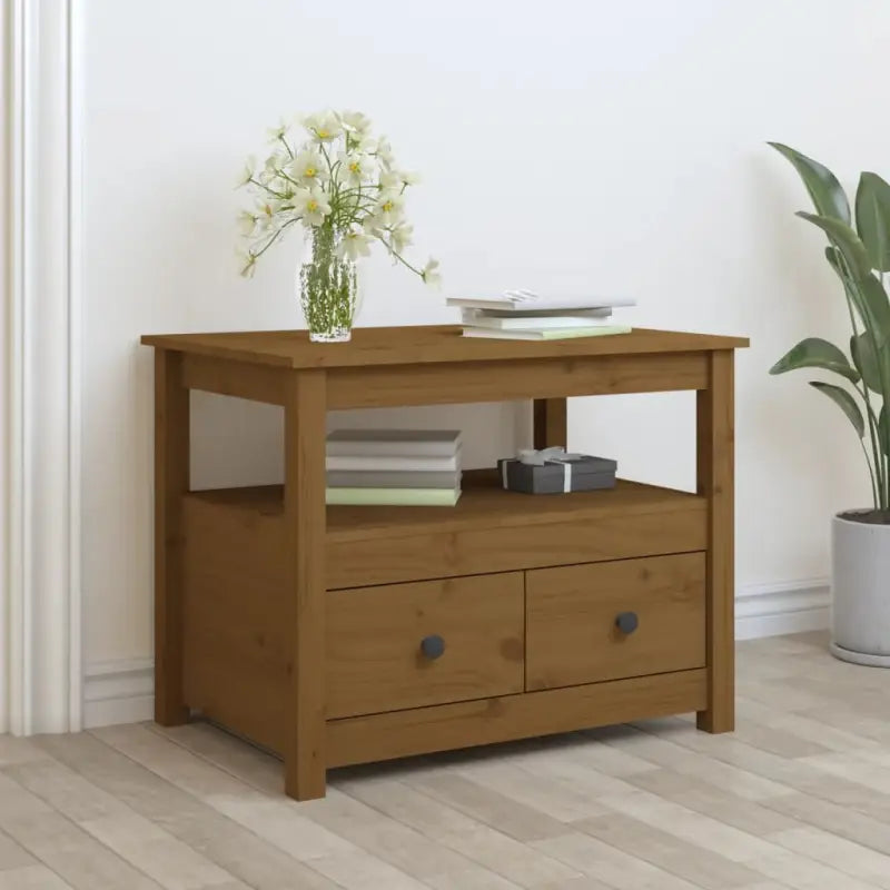 Salontafel van massief grenenhout voor extra opbergruimte - Honingbruin / 1 - Salontafels