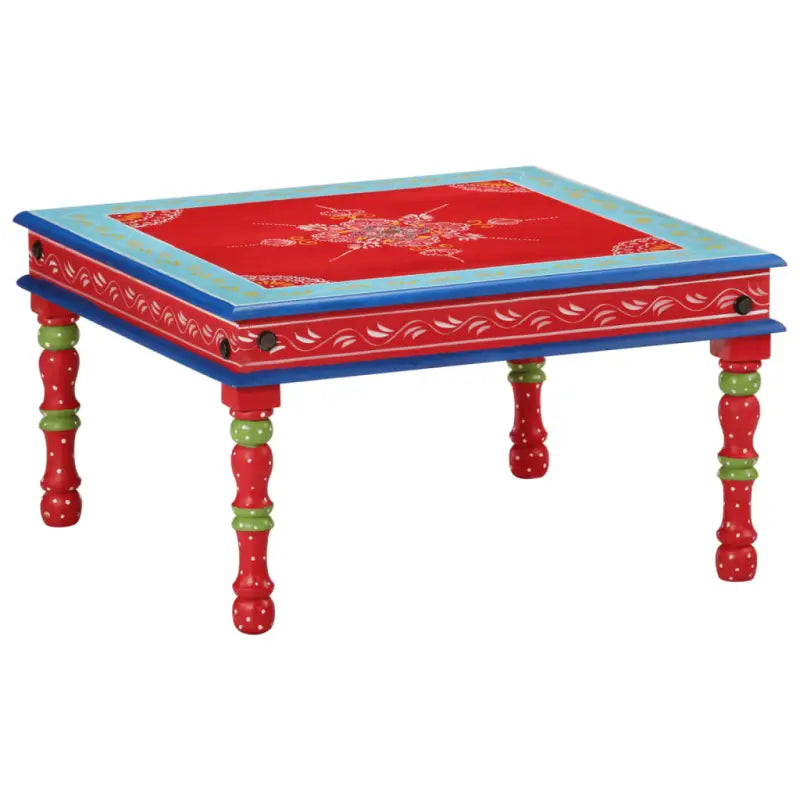 Salontafel van massief mangohout met handgeschilderde decoraties - Rood / 54 x 54 x 30 cm / 1 - Salontafels