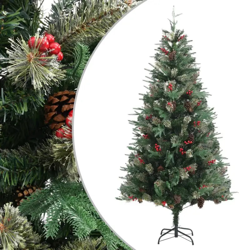 Scharnierende kerstboom met takken en rode bessen voor feestdagen sfeer - 225 x 94 cm / 1 - Kerstbomen