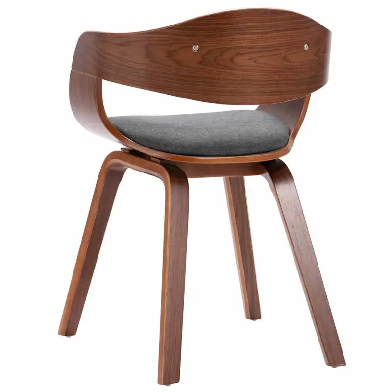 Set van 2 Eetkamerstoelen met Gebogen Hout en Soft Stoffen Bekleding - Eetkamerstoelen