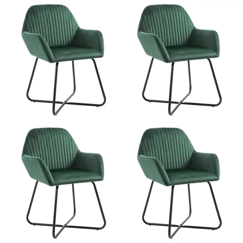 Set van 2 eetkamerstoelen met gepoedercoat stalen poten en fluweel - Groen / 4 - Eetkamerstoelen