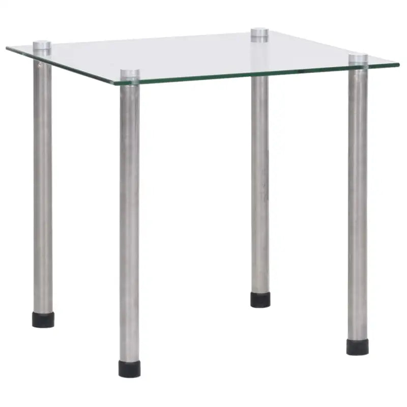 Set van drie bijzettafels met gehard glas en roestvrijstalen poten - Bijzettafels