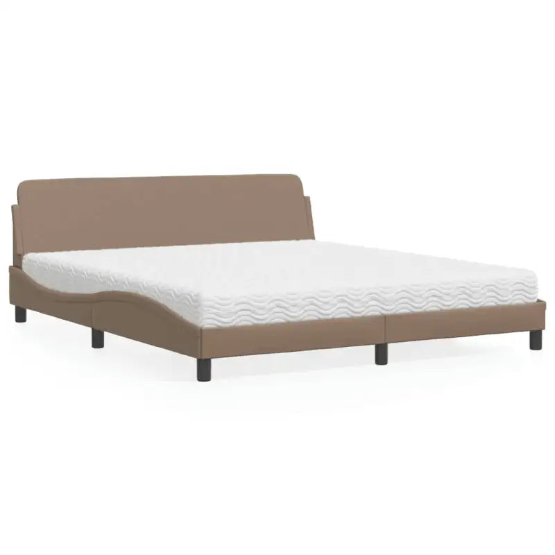 Slaap lekker met wit materiaal bed met multiplex lattenbodem en 22d PU-schuim - Cappuccino / 180 x 200 cm - Bedden &