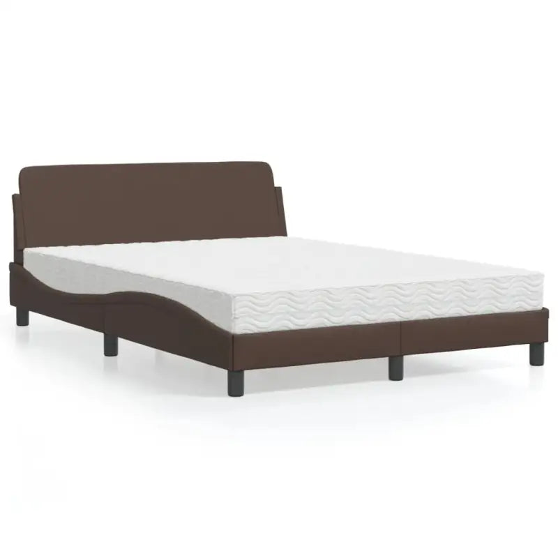 Slaap lekker met wit materiaal bed met multiplex lattenbodem en 22d PU-schuim - Bruin / 140 x 190 cm - Bedden &