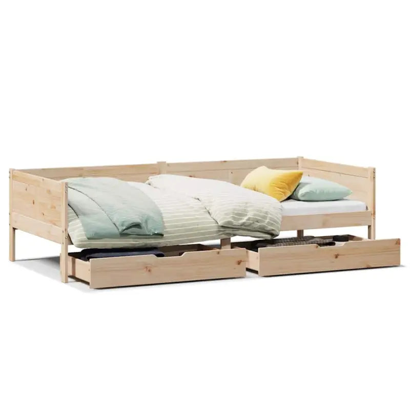 Slaapbank met lades in massief grenenhout met rustieke charme - Bedden & bedframes