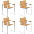 Stapelbare tuinstoelen van massief teakhout met roestvrij staal accenten - 4 / Massief teakhout - Tuinstoelen