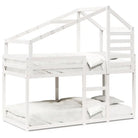 Stapelbed met bedhuis en open zijdeur van massief grenenhout in wit materiaal - Bedden & bedframes