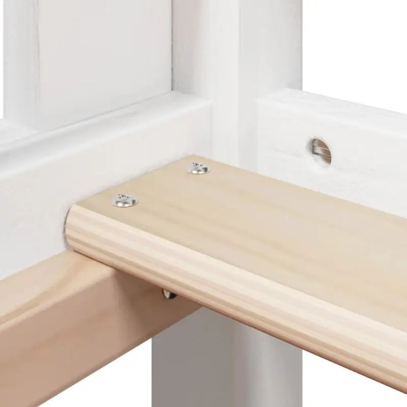 Stapelbed met bedhuis en open zijdeur van massief grenenhout in wit materiaal - Bedden & bedframes