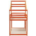 Stapelbed met bedhuis in massief grenenhout met open zijdeur in wasbruin - Bedden & bedframes