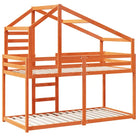 Stapelbed met bedhuis in massief grenenhout met open zijdeur in wasbruin - Bedden & bedframes