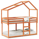 Stapelbed met bedhuis van massief grenenhout en open zijdeur - Bedden & bedframes