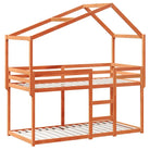 Stapelbed met bedhuis van massief grenenhout en open zijdeur - Bedden & bedframes